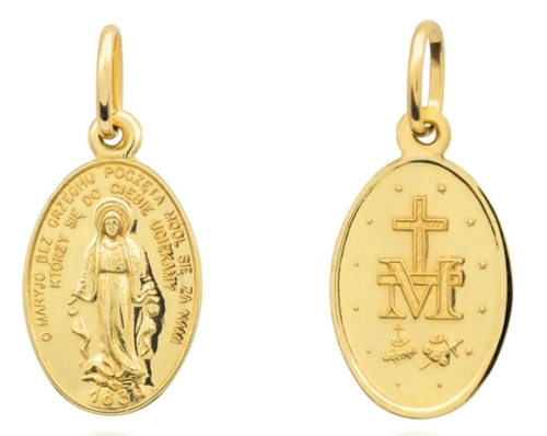 Medalik złoty cudowny zawieszka mały pr. 375