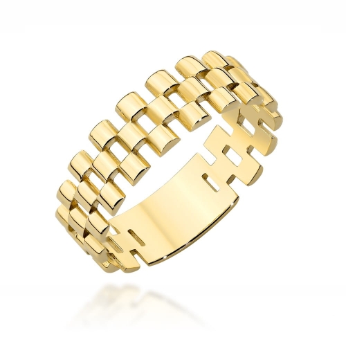 Pierścionek złoty gładki z segmentów