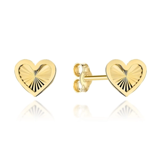 Kolczyki złote diamentowane serduszka w gładkiej oprawie pr. 375
