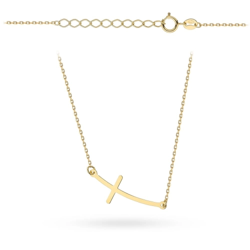 Naszyjnik złoty z zaokrąglonym krzyżykiem w poprzek pr. 375