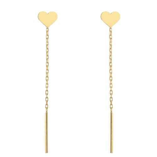 Kolczyki przewlekane złote serce