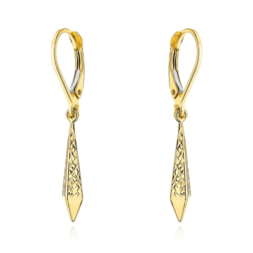 Kolczyki złote romby z diamentowaniem pr. 375