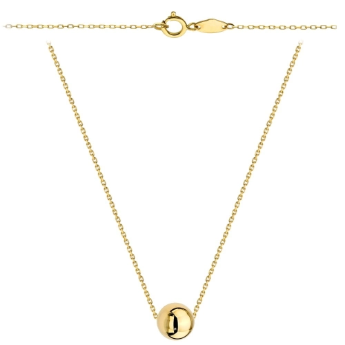 Naszyjnik z jedną złotą kuleczką super lekki 45cm pr. 375