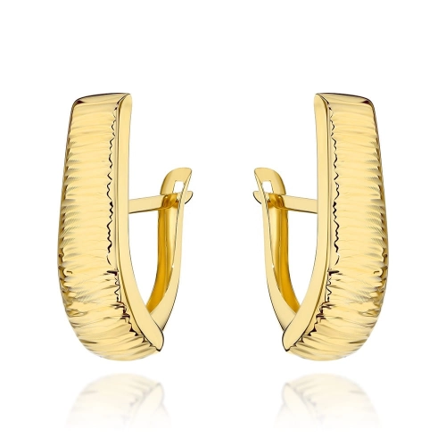 Kolczyki złote wydłużone zdobione żłobieniem w poprzek pr. 585