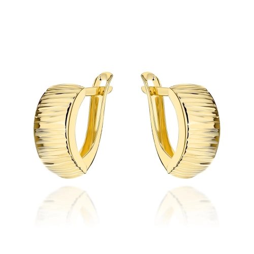 Kolczyki złote żłobione zaokrąglone pr. 585