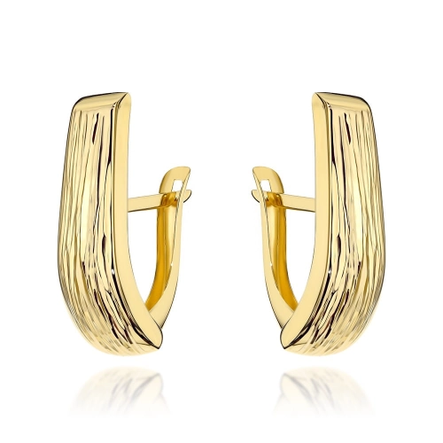 Kolczyki złote wydłużone żłobione pr. 375