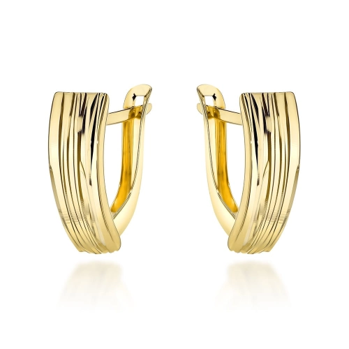 Kolczyki złote zdobione żłobieniem pr. 375