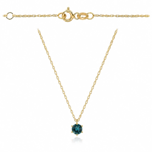 Naszyjnik złoty z kamieniem - London blue topaz