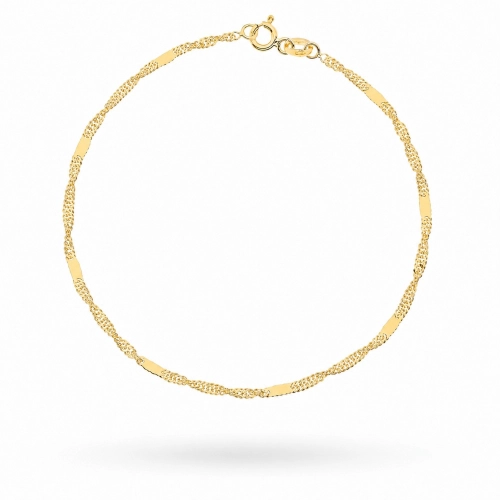 Bransoletka złota - splot singapure z blaszką 035