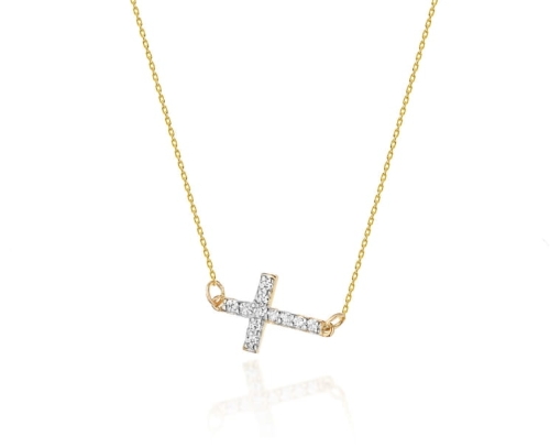 Złota celebrytka 0,585 C-6 brylanty 0,06 ct