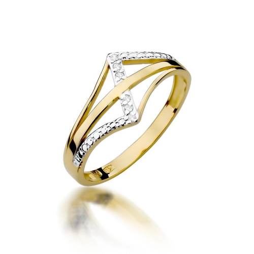 Złoty pierścionek W-114 brylanty 0,03 ct