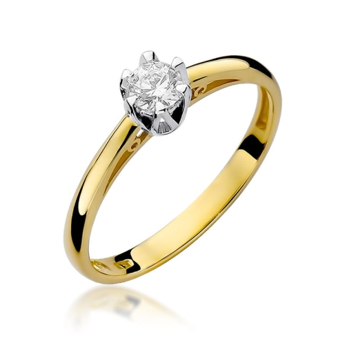 Złoty pierścionek W-133 brylant 0,15 ct