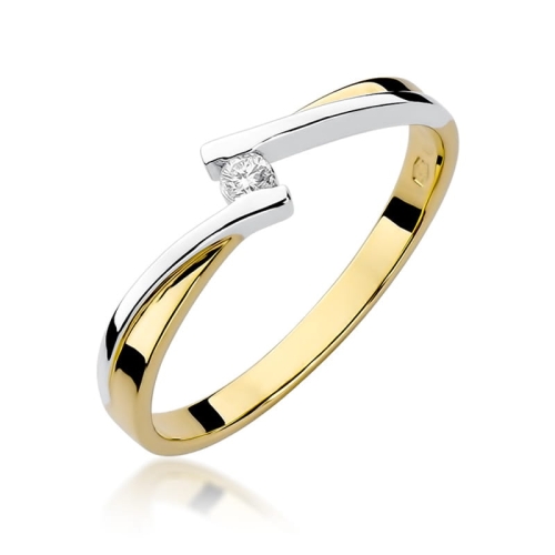 Złoty pierścionek W-137 brylant 0,04 ct