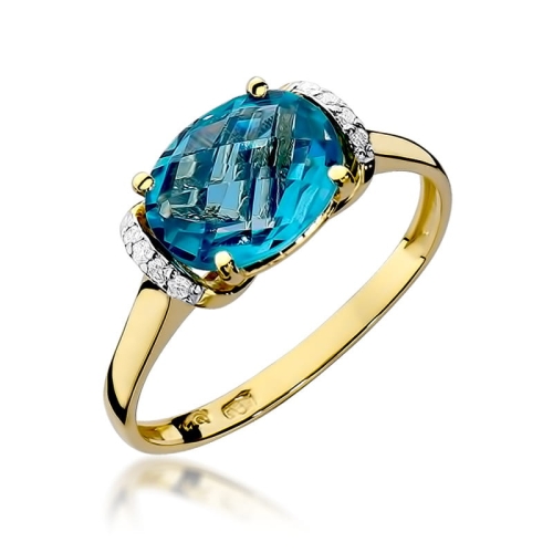 Złoty pierścionek W-148 topaz i brylant