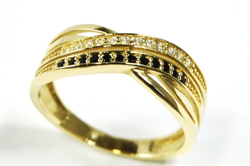 ZŁOTY PIERŚCIONEK PRZEPLATANY 585 CYRKONIE