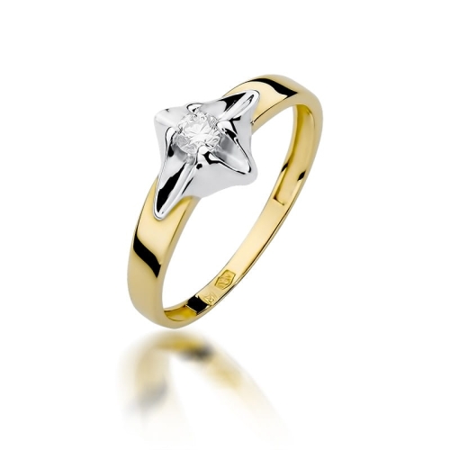 Złoty pierścionek W-155 brylant 0,12 ct
