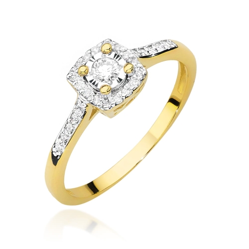 Złoty pierścionek W-462 brylanty 0,21 ct