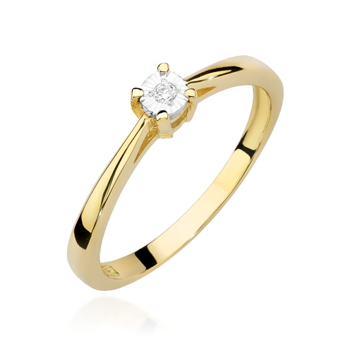 Złoty pierścionek W-463 brylant 0,02 ct