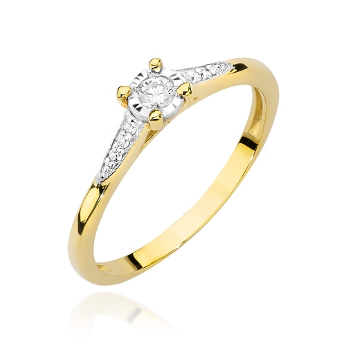Złoty pierścionek W-466 brylanty 0,11 ct