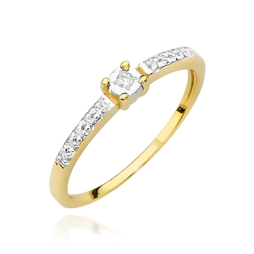 Złoty pierścionek W-467 brylanty 0,07 ct