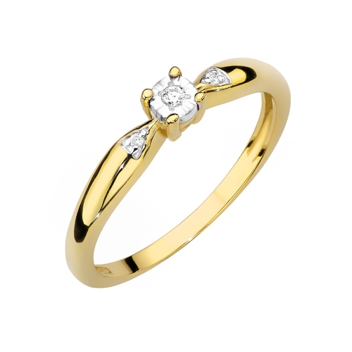 Złoty pierścionek W-469 brylanty 0,03 ct