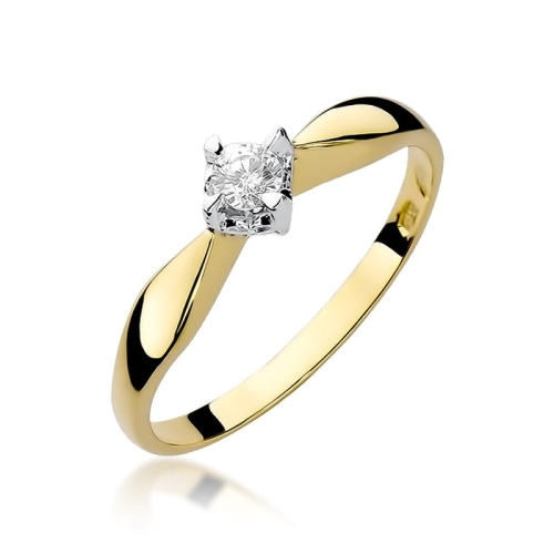 Złoty pierścionek W-171 brylant 0,12 ct