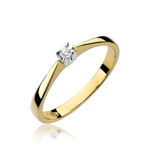 Złoty pierścionek W-175 brylant 0,03 ct