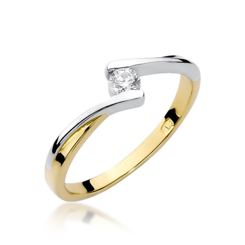Złoty pierścionek W-180 brylant 0,10 ct