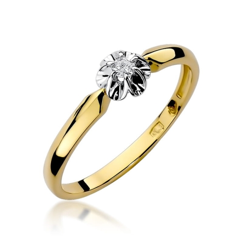 Złoty pierścionek W-187 brylant 0,04 ct