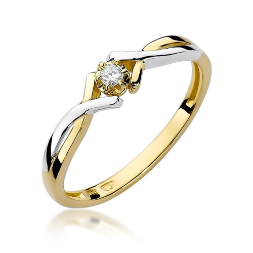 Złoty pierścionek W-190 brylant 0,04 ct