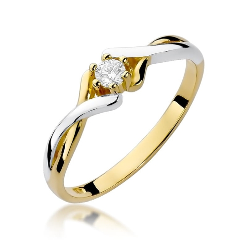 Złoty pierścionek W-190 brylant 0,10 ct
