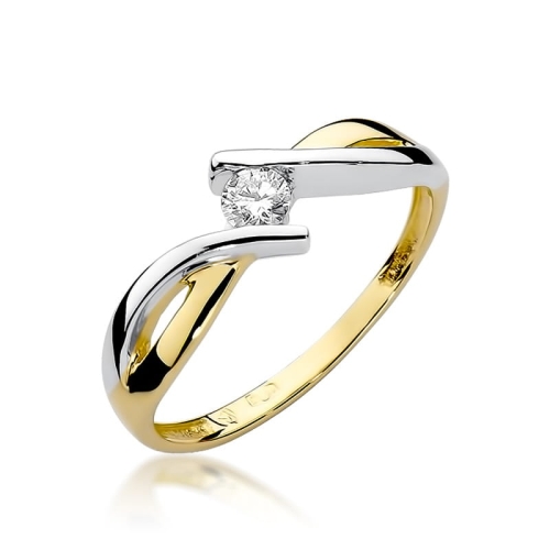 Złoty pierścionek W-191 brylant 0,10 ct