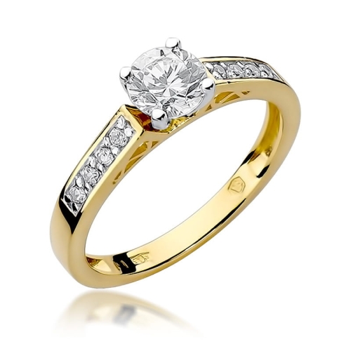 Złoty pierścionek W-198 brylant 0,42 ct