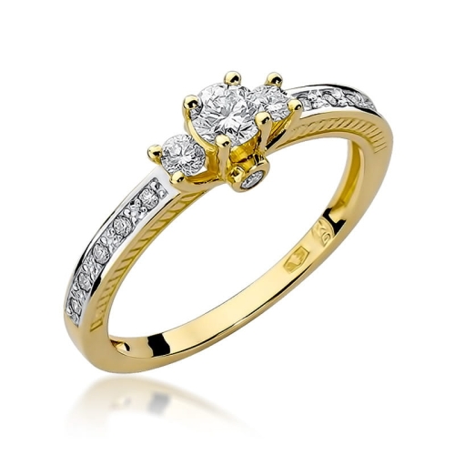 Złoty pierścionek W-199 brylant 0,42 ct