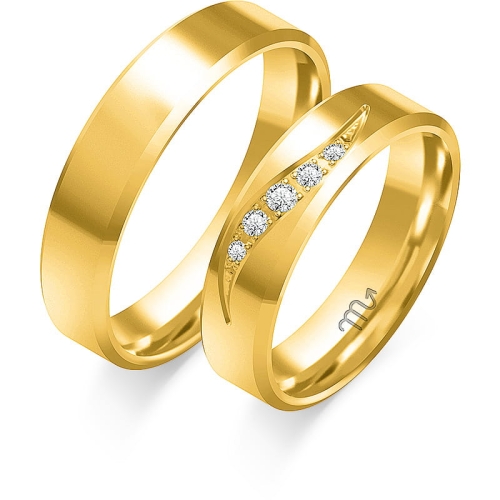 Złote obrączki ślubne C-102 klasyczne fazowane