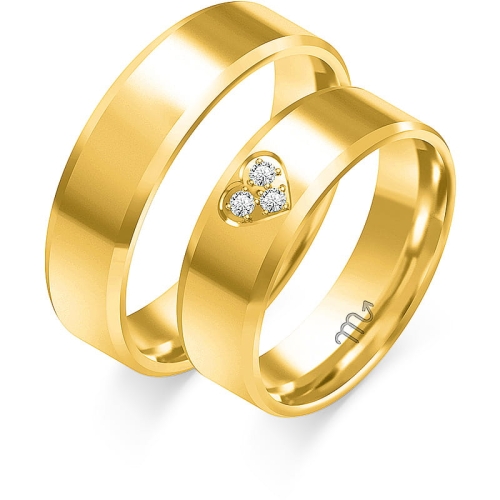 Złote obrączki ślubne C-105 klasyczne fazowane Serce