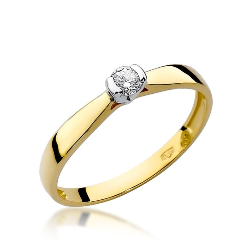 Złoty pierścionek W-223 brylant 0,10 ct