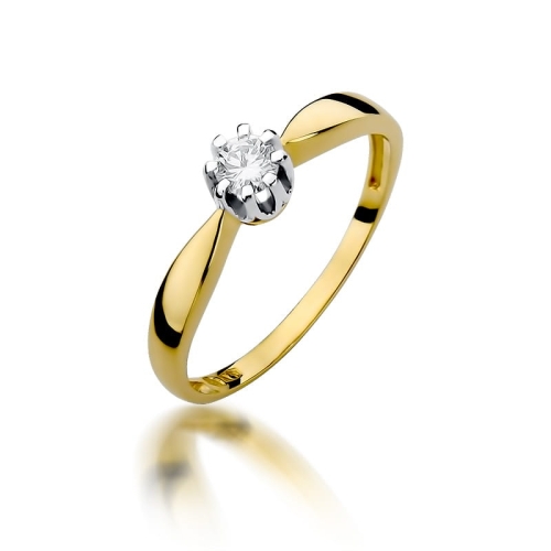 Złoty pierścionek W-228 brylant 0,15 ct