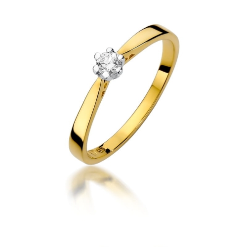 Złoty pierścionek W-229 brylant 0,10 ct