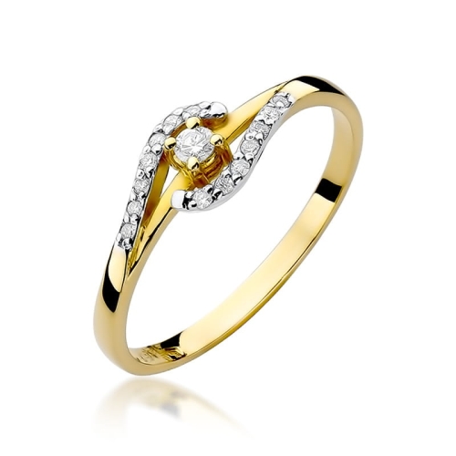 Złoty pierścionek W-237 brylanty 0,11 ct
