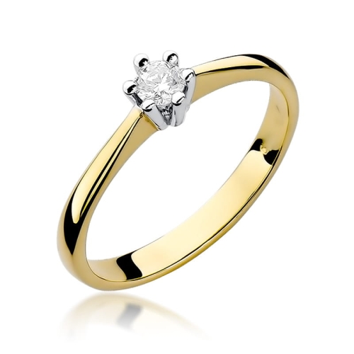 Złoty pierścionek W-256 brylant 0,15 ct