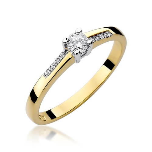 Złoty pierścionek W-258 brylant 0,19 ct