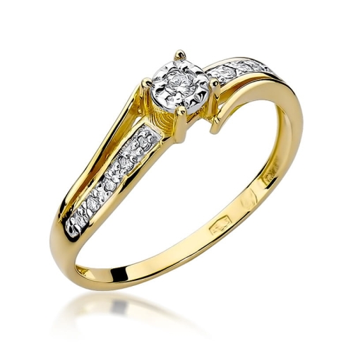 Złoty pierścionek W-269 brylant 0,10 ct