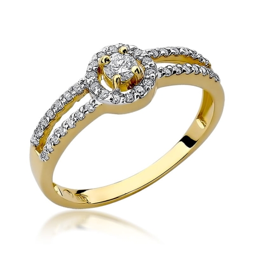 Złoty pierścionek W-272 brylant 0,31 ct