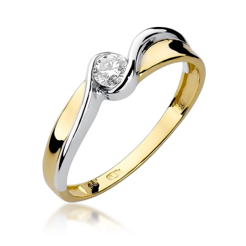 Złoty pierścionek W-278 brylant 0,15 ct