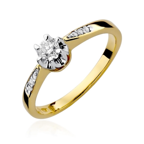 Złoty pierścionek W-291 brylant 0,25 ct