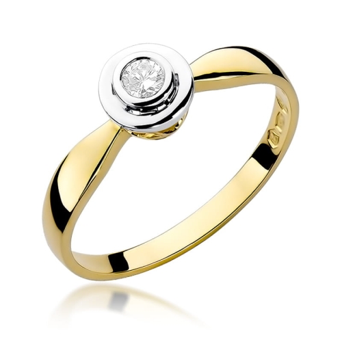 Złoty pierścionek W-294 brylant 0,10 ct