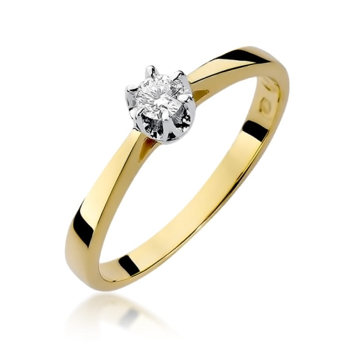Złoty pierścionek W-295 brylant 0,12 ct