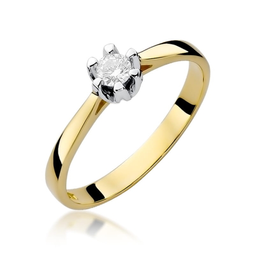 Złoty pierścionek W-299 brylant 0,12 ct