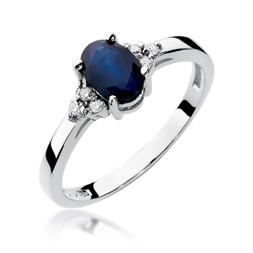 Złoty pierścionek W-308 Szafir 0,90 ct i brylanty
